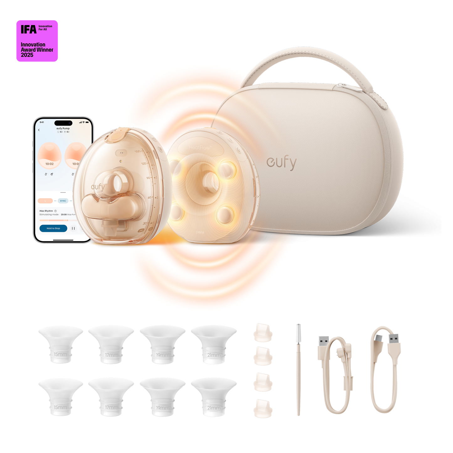 eufy S2 Pro Electric Breast Pump | VibraPump Massage, HeatFlow 2.0, Wireless Charging Case