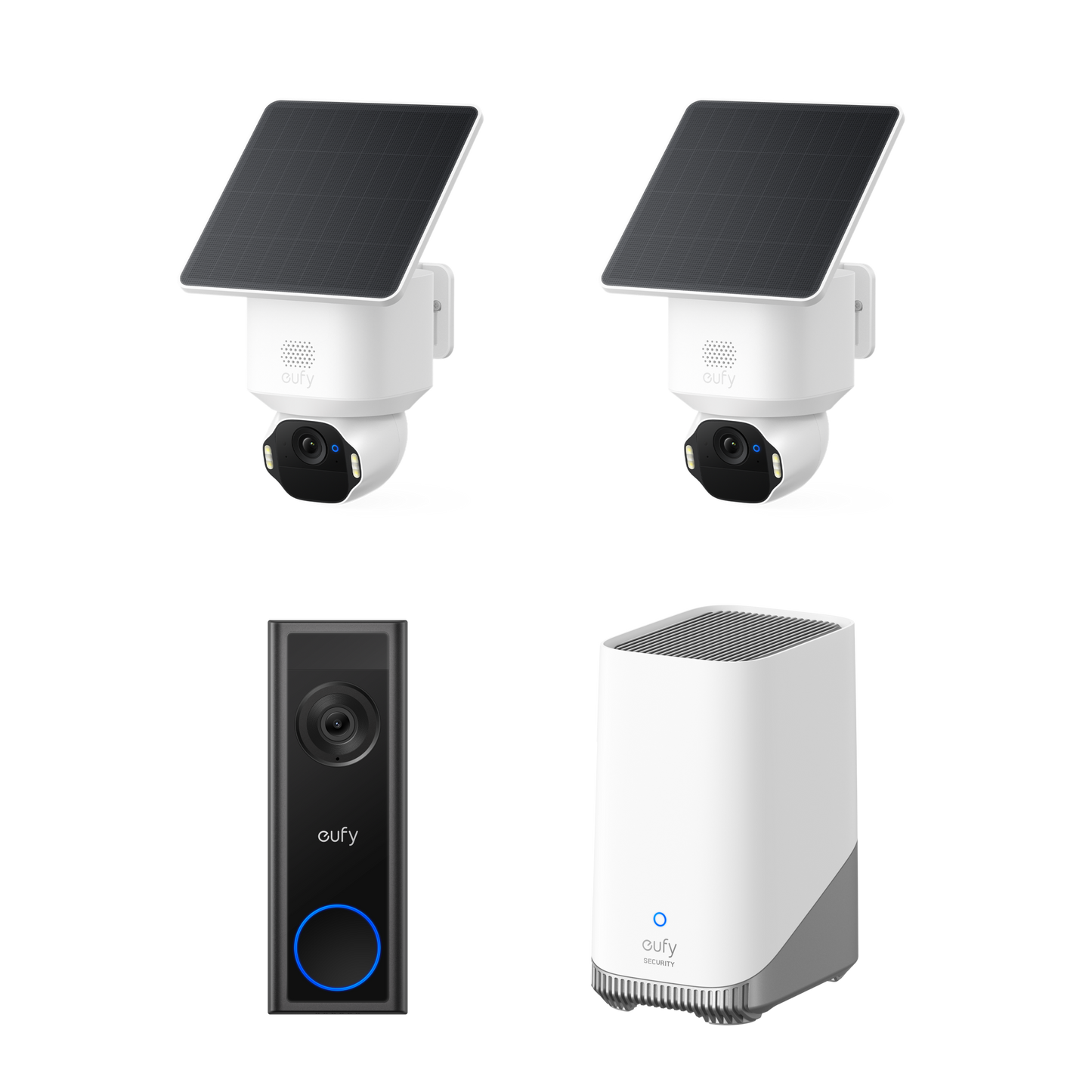 eufy SoloCam E42 (2 Pack) + Video Doorbell C31 + HomeBase S380