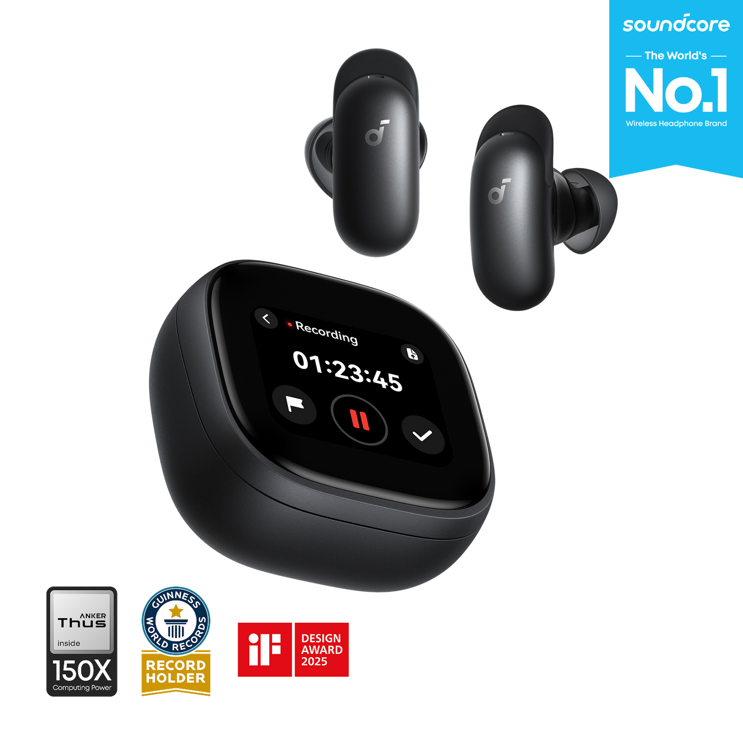 ANKER soundcore Liberty 5 Pro Max | AI Recording Earbuds with Smart Case