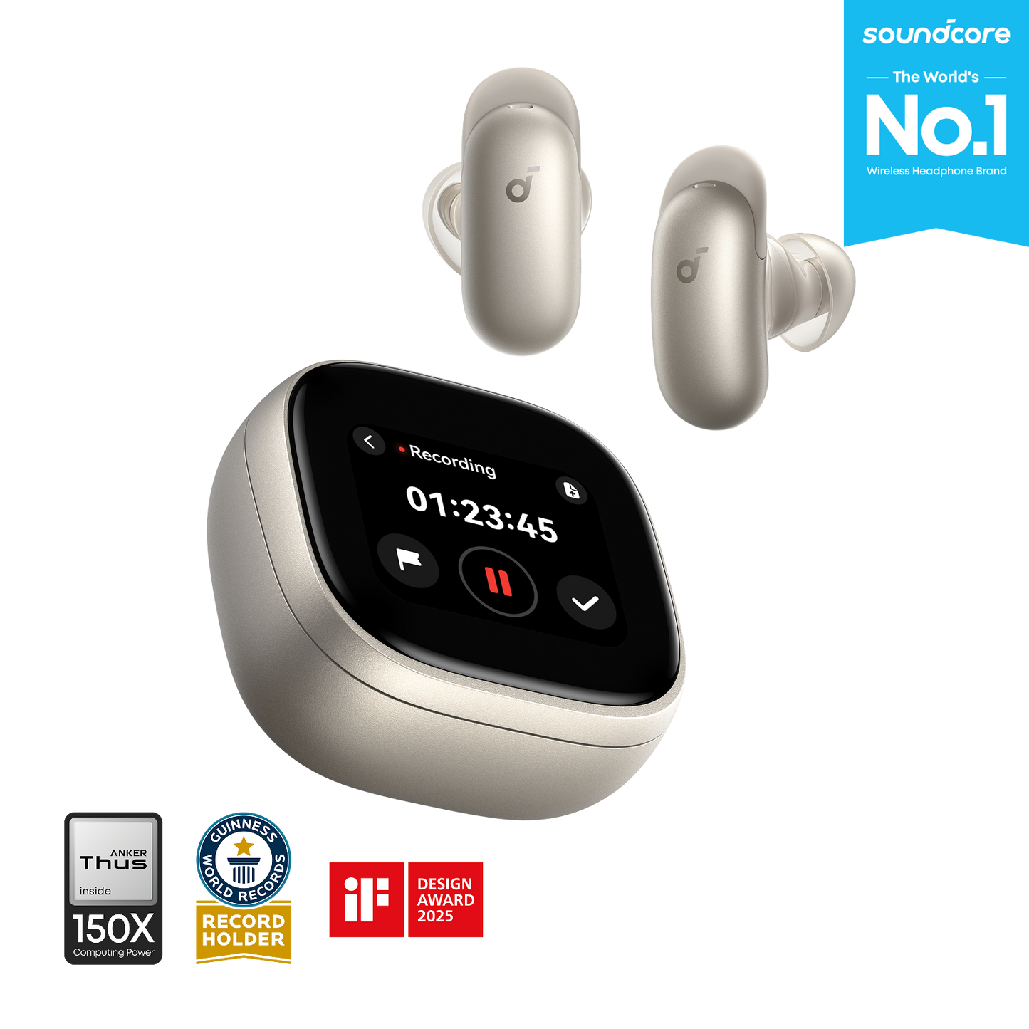 ANKER soundcore Liberty 5 Pro Max | AI Recording Earbuds with Smart Case