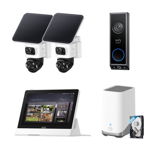 eufyCam S4 (2 pack) + Video Doorbell E340 + Homebase 3 + Display + 1 TB Hard Drive