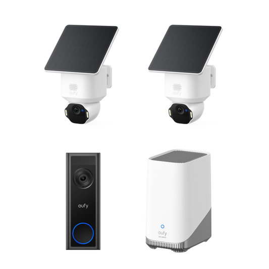 eufy SoloCam E42 (2 Pack) + Video Doorbell C31 + HomeBase S380