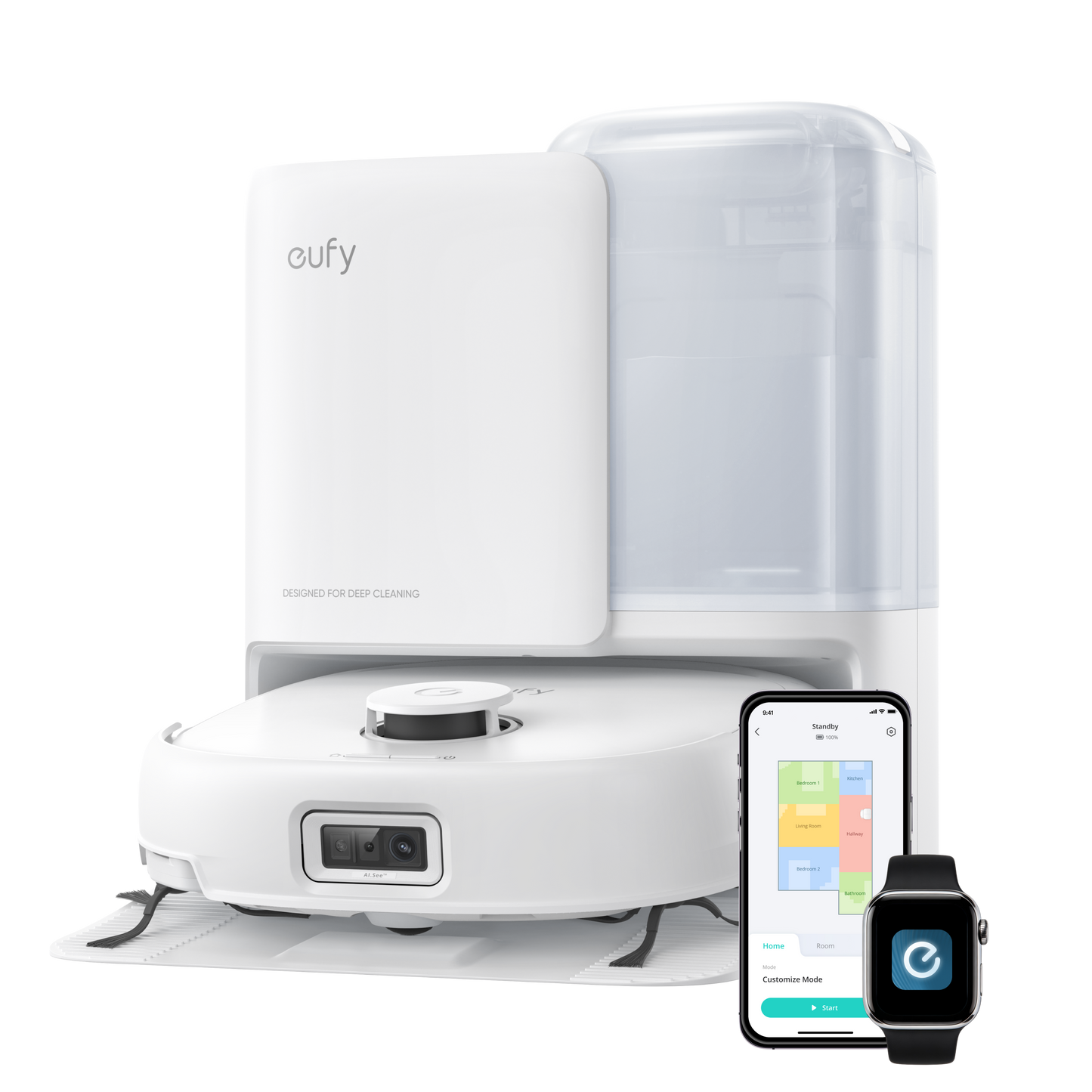 eufy Omni E25 White | Robot Vacuum and Mop, 20000 Pa Suction