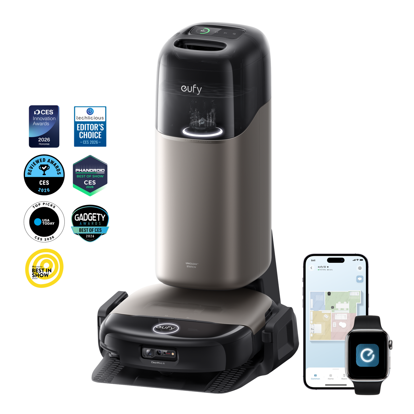 eufy Omni S2 Robot Vacuum and Mop with 1-Year Replacement Kit