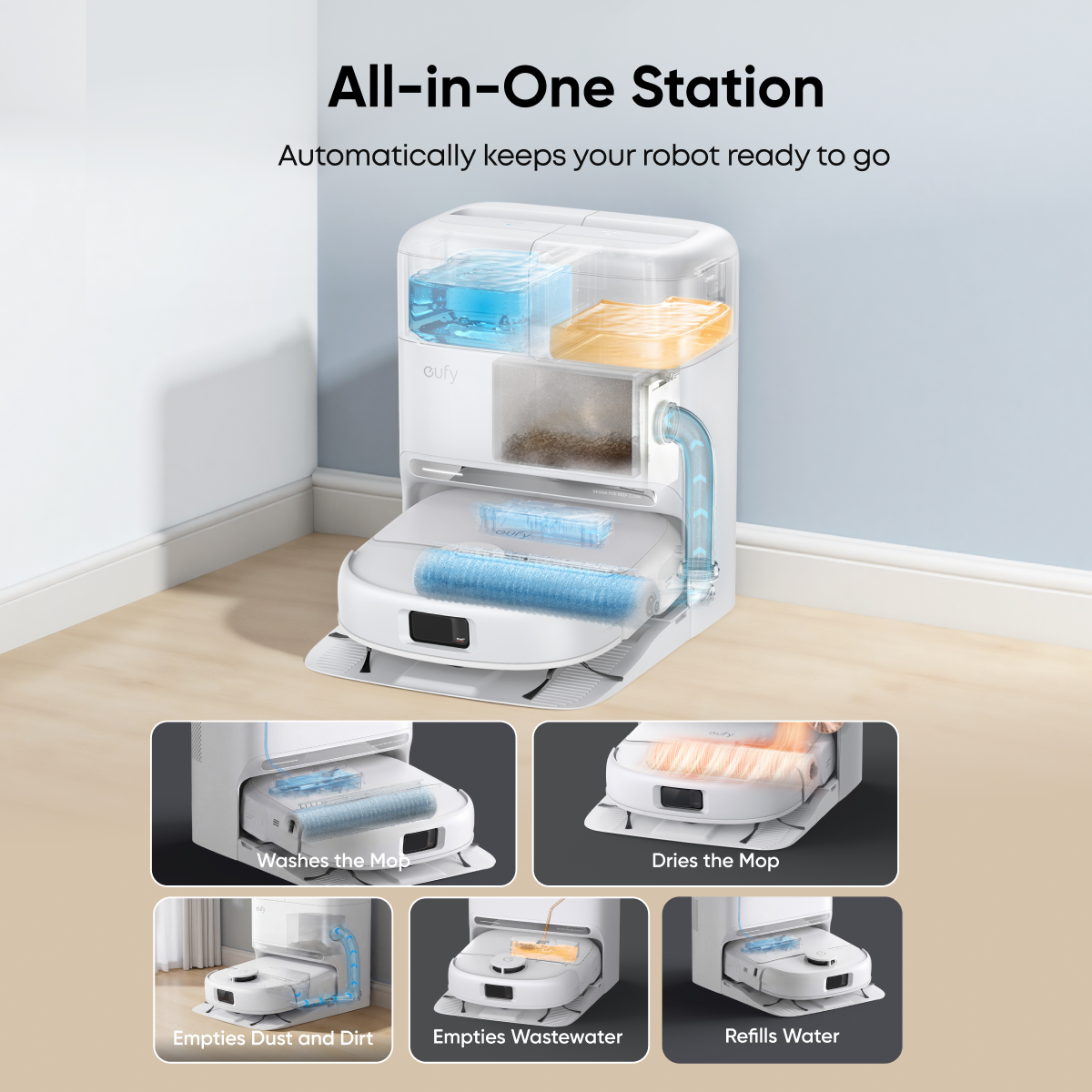 eufy Omni C28 (White) | Robot Vacuum and Mop with All-in-One Station